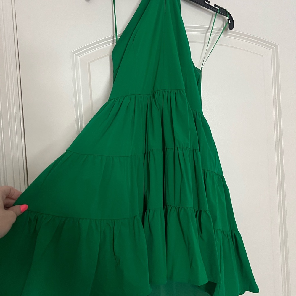 Green Tiered Halter Dress